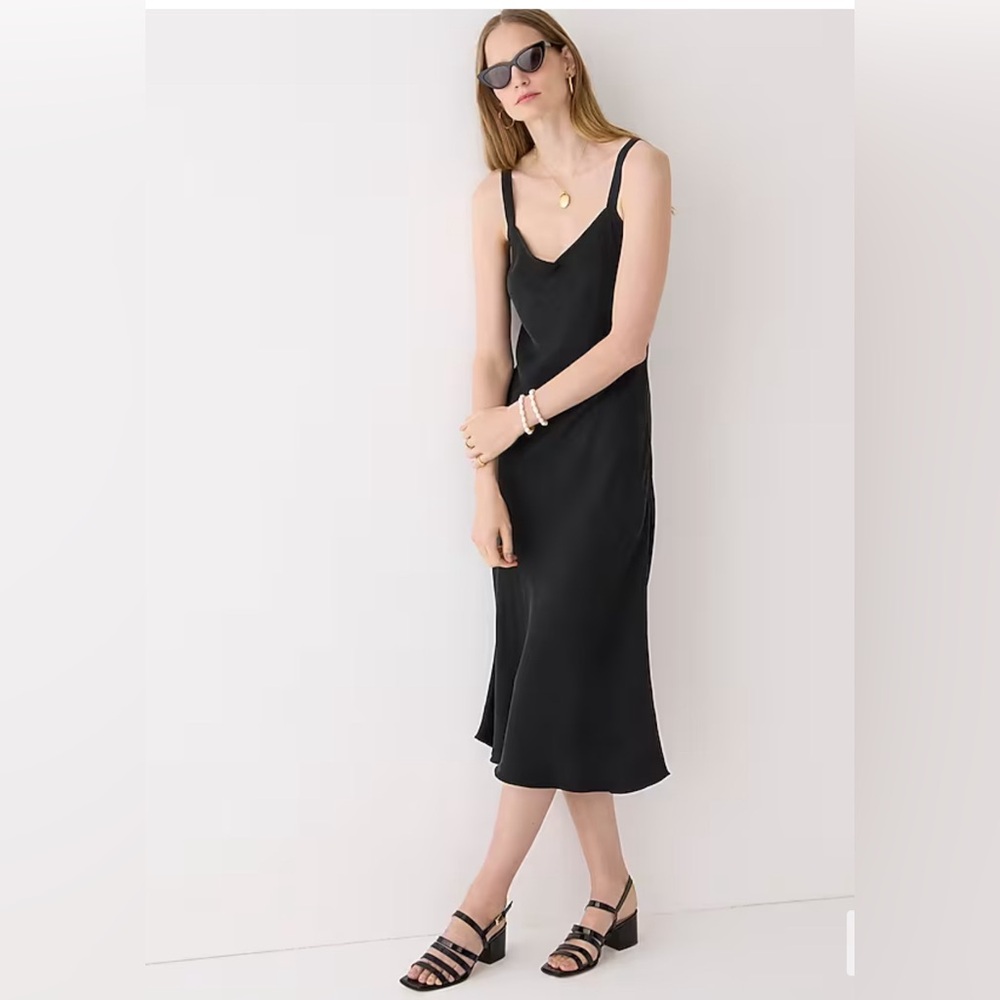 J.Crew Size 10 Black Gwyneth V-neck slip dress in cupro blend